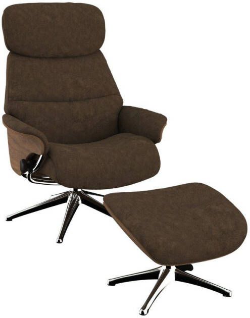 FLEXLUX Relaxfauteuil Relaxchairs Aarhus Relaxfunctie & verstelling van hoofdsteun en rugleuning armleuningen Walnoot aluminium voet M - Foto 5