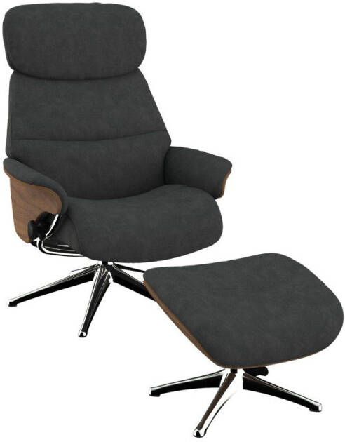 FLEXLUX Relaxfauteuil Relaxchairs Aarhus Relaxfunctie & verstelling van hoofdsteun en rugleuning armleuningen Walnoot aluminium voet M - Foto 5