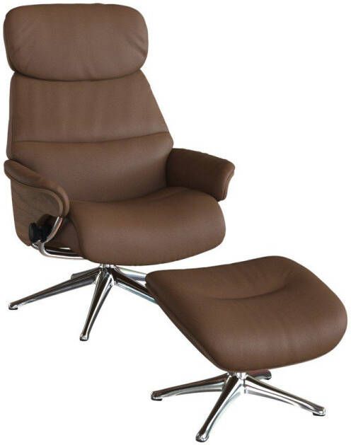 FLEXLUX Relaxfauteuil Relaxchairs Aarhus Relaxfunctie & verstelling van hoofdsteun en rugleuning armleuningen Walnoot aluminium voet M - Foto 5