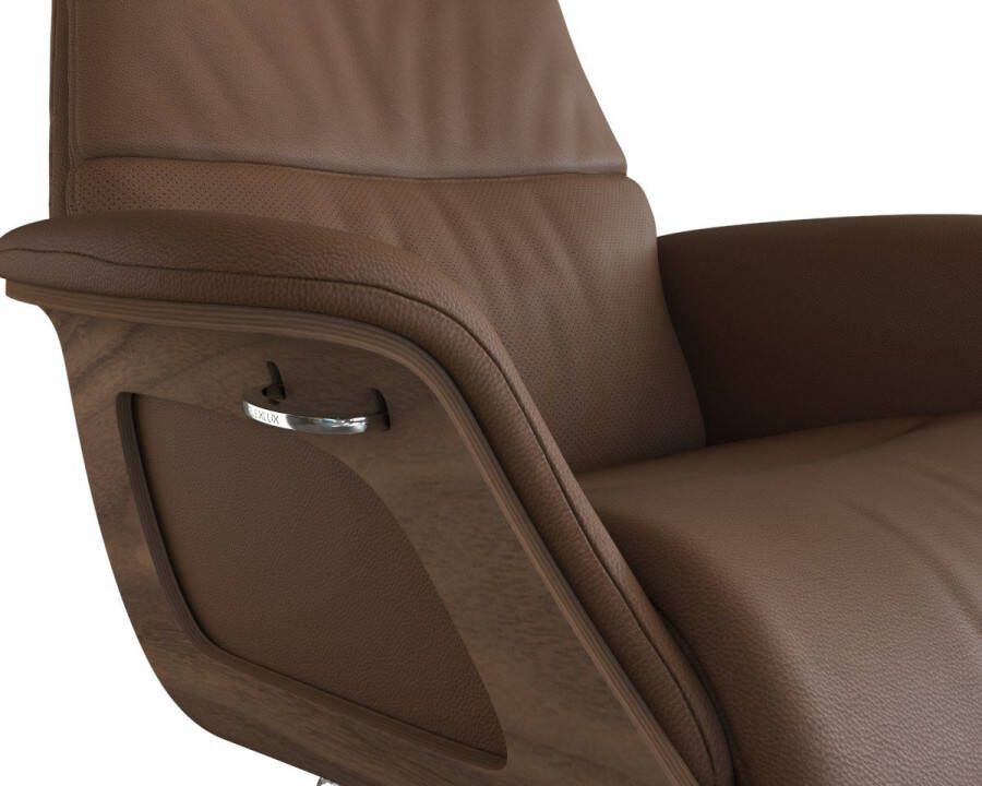 FLEXLUX Relaxfauteuil Clement Relaxstuhl Polstersessel Liegesessel TV-Stuhl Rugleuning & hoofdsteun verstelbaar draaibaar armleuningen Walnoot aluminium voet M - Foto 2