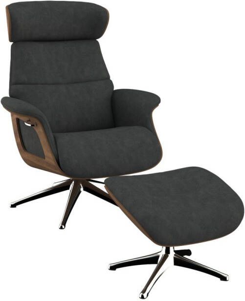 FLEXLUX Relaxfauteuil Clement Relaxstuhl Polstersessel Liegesessel TV-Stuhl Rugleuning & hoofdsteun verstelbaar draaibaar armleuningen Walnoot aluminium voet M - Foto 5