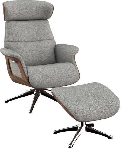 FLEXLUX Relaxfauteuil Clement Relaxstuhl Polstersessel Liegesessel TV-Stuhl Rugleuning & hoofdsteun verstelbaar draaibaar armleuningen Walnoot aluminium voet M - Foto 5