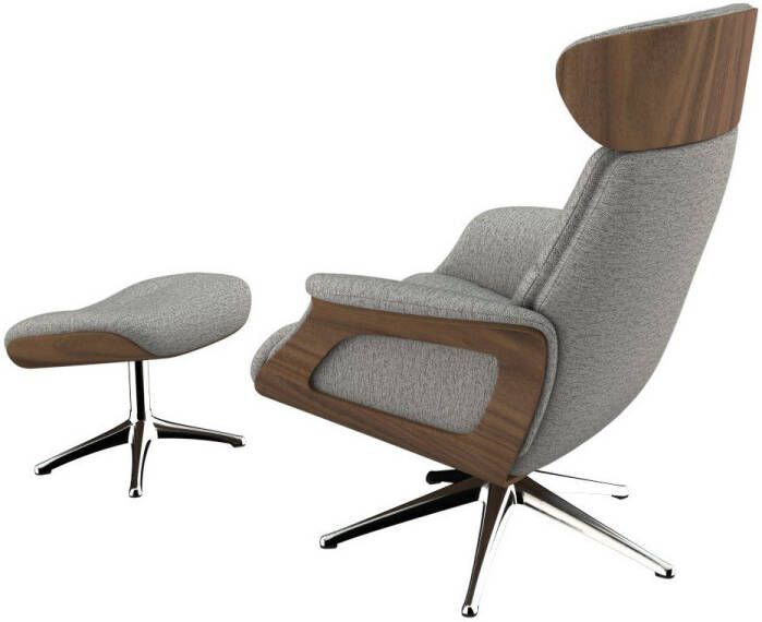 FLEXLUX Relaxfauteuil Clement Relaxstuhl Polstersessel Liegesessel TV-Stuhl Rugleuning & hoofdsteun verstelbaar draaibaar armleuningen Walnoot aluminium voet M - Foto 4