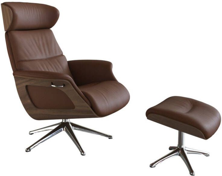 FLEXLUX Relaxfauteuil Clement Relaxstuhl Polstersessel Liegesessel TV-Stuhl Rugleuning & hoofdsteun verstelbaar draaibaar armleuningen Walnoot aluminium voet M - Foto 3