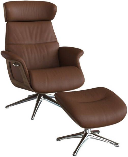 FLEXLUX Relaxfauteuil Clement Relaxstuhl Polstersessel Liegesessel TV-Stuhl Rugleuning & hoofdsteun verstelbaar draaibaar armleuningen Walnoot aluminium voet M - Foto 5