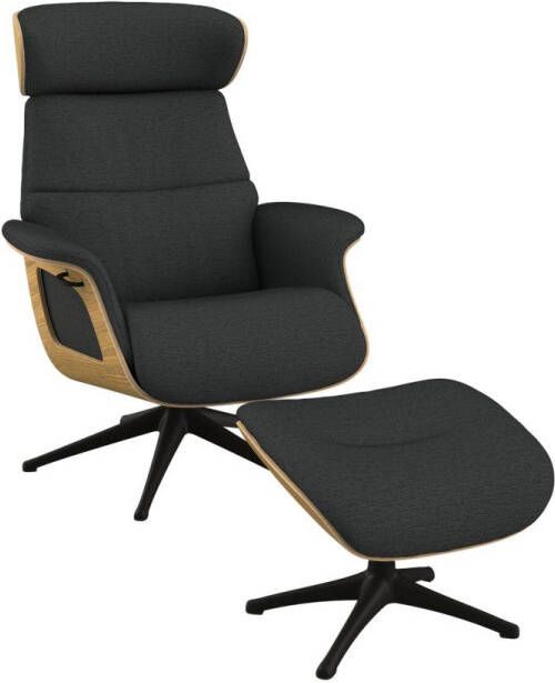 FLEXLUX Relaxfauteuil Clement rug- en hoofdverstelling ergonomisch Airchannels Rug- & hoofdsteunverstelling draaibaar armleuning eik zwart voet - Foto 5