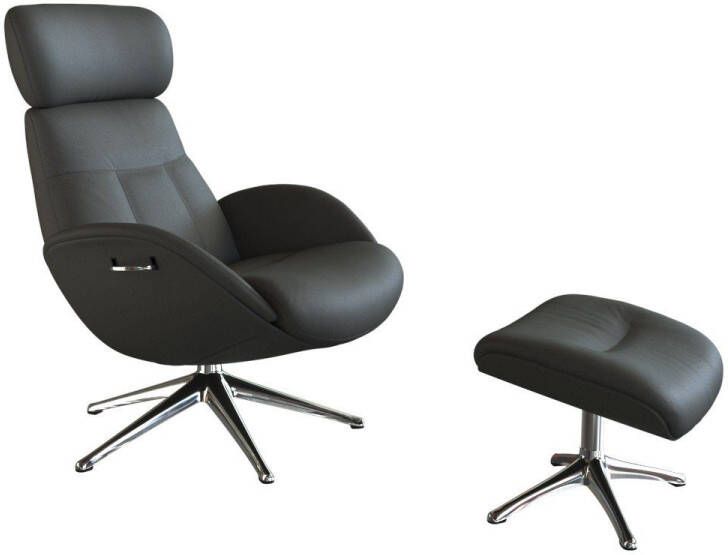 FLEXLUX Relaxfauteuil Relaxchairs Elegant Eersteklas comfort rug- en hoofdsteunverstelling draaibaar aluminium voet - Foto 3