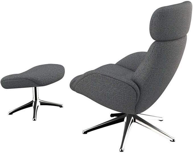 FLEXLUX Relaxfauteuil Relaxchairs Elegant Eersteklas comfort rug- en hoofdsteunverstelling draaibaar aluminium voet - Foto 4