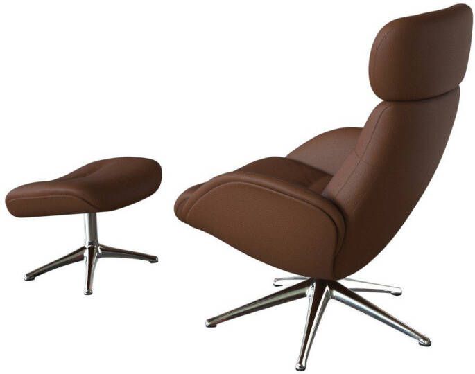 FLEXLUX Relaxfauteuil Relaxchairs Elegant Eersteklas comfort rug- en hoofdsteunverstelling draaibaar aluminium voet - Foto 4