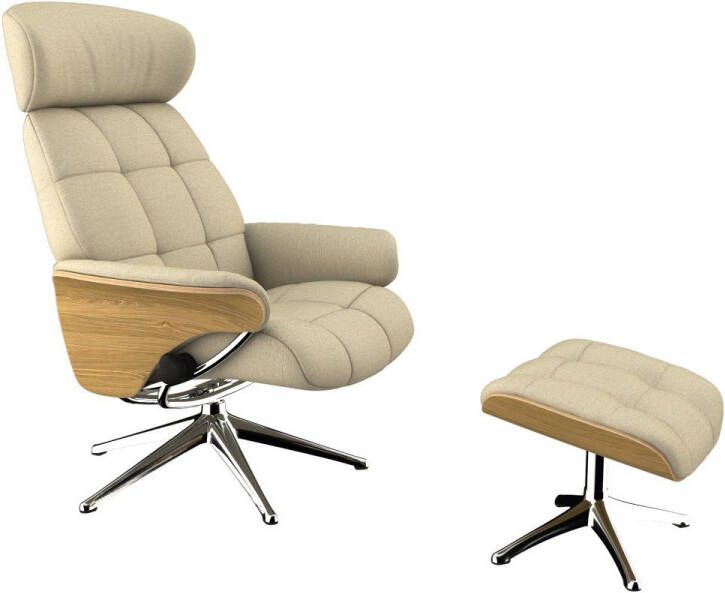 FLEXLUX Relaxfauteuil Relaxchairs Skagen Relaxfunctie & verstelling van hoofdsteun en rugleuning armleuningen Eiken aluminium voet M - Foto 3