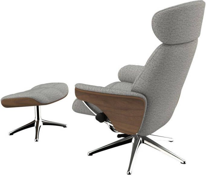 FLEXLUX Relaxfauteuil Relaxchairs Skagen Relaxfunctie & verstelling van hoofdsteun en rugleuning armleuningen Walnoot aluminium voet M - Foto 4