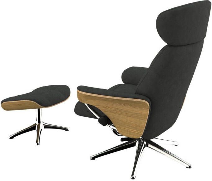 FLEXLUX Relaxfauteuil Relaxchairs Skagen Relaxfunctie & verstelling van hoofdsteun en rugleuning armleuningen Eiken aluminium voet M - Foto 5