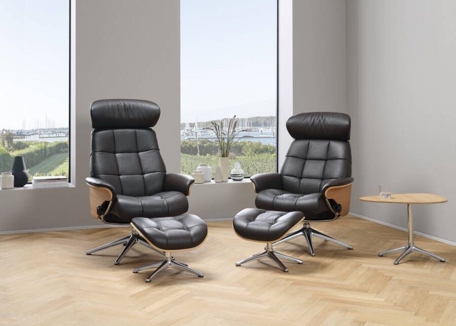 FLEXLUX Relaxfauteuil Relaxchairs Skagen Relaxfunctie & verstelling van hoofdsteun en rugleuning armleuningen Eiken aluminium voet M - Foto 3