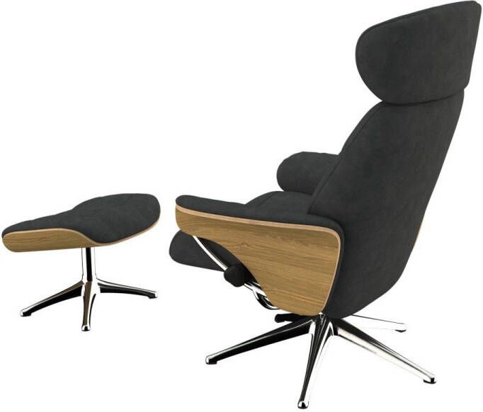 FLEXLUX Relaxfauteuil Relaxchairs Skagen Relaxfunctie & verstelling van hoofdsteun en rugleuning armleuningen Eiken aluminium voet M - Foto 3