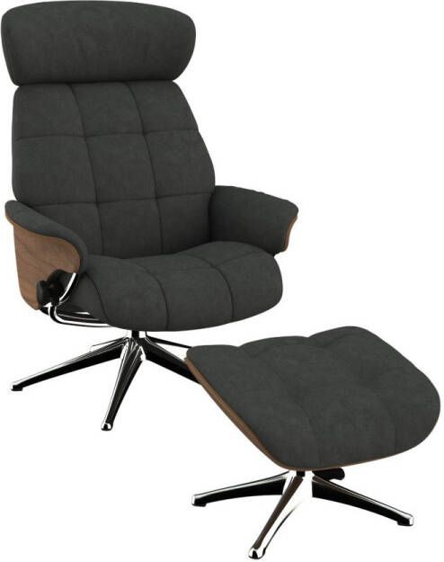 FLEXLUX Relaxfauteuil Relaxchairs Skagen Relaxfunctie & verstelling van hoofdsteun en rugleuning armleuningen Walnoot aluminium voet M - Foto 5