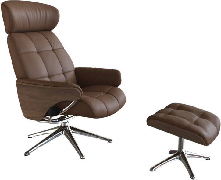 FLEXLUX Relaxfauteuil Relaxchairs Skagen Relaxfunctie & verstelling van hoofdsteun en rugleuning armleuningen Walnoot aluminium voet M - Foto 3