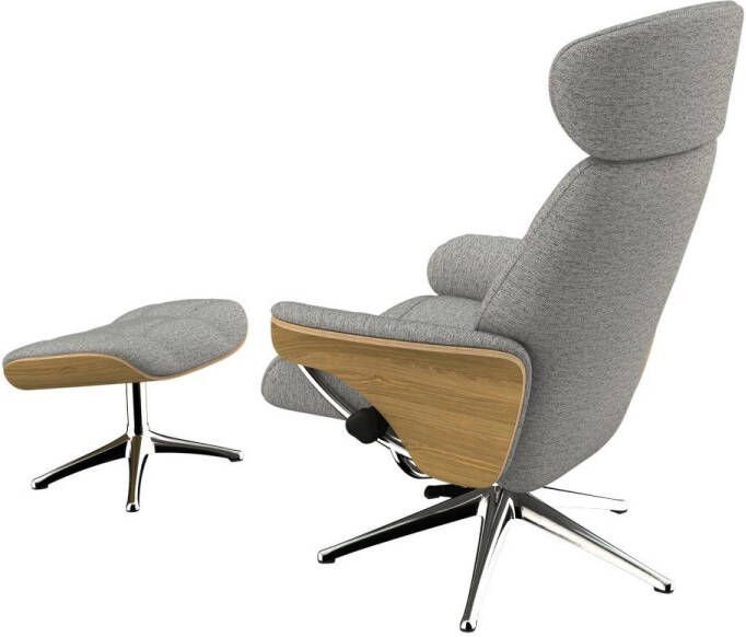 FLEXLUX Relaxfauteuil Relaxchairs Skagen Relaxfunctie & verstelling van hoofdsteun en rugleuning armleuningen Eiken aluminium voet M - Foto 4