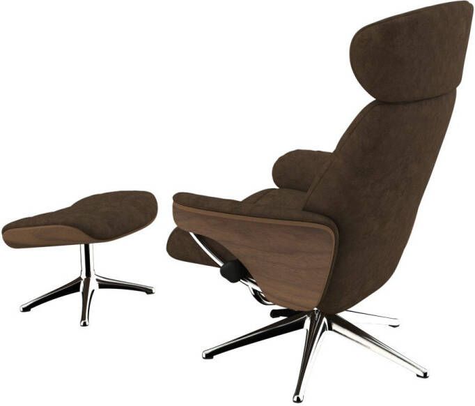 FLEXLUX Relaxfauteuil Relaxchairs Skagen Relaxfunctie & verstelling van hoofdsteun en rugleuning armleuningen Walnoot aluminium voet M - Foto 4