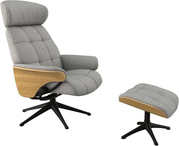 FLEXLUX Relaxfauteuil Relaxchairs Skagen Rug- en hoofdeindeverstelling voet zwart armleuning eik draaibaar - Foto 3