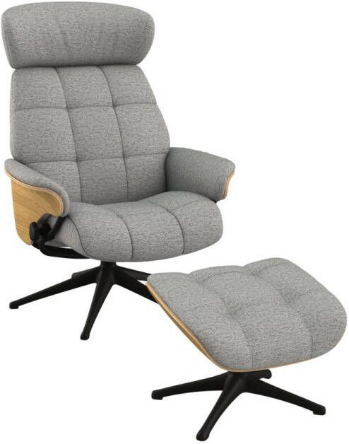 FLEXLUX Relaxfauteuil Relaxchairs Skagen Rug- en hoofdeindeverstelling voet zwart armleuning eik draaibaar - Foto 5