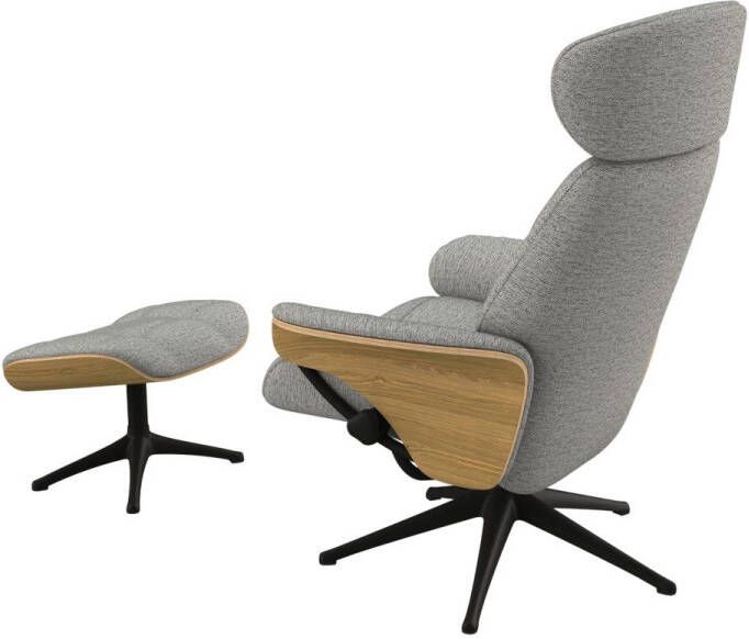 FLEXLUX Relaxfauteuil Relaxchairs Skagen Rug- en hoofdeindeverstelling voet zwart armleuning eik draaibaar - Foto 4