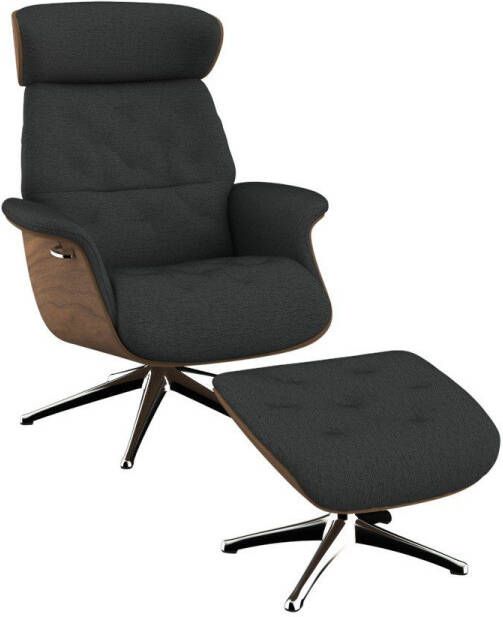 FLEXLUX Relaxfauteuil Relaxchairs Volden Rugleuning & hoofdsteun verstelbaar draaibaar armleuningen Walnoot aluminium voet M - Foto 5