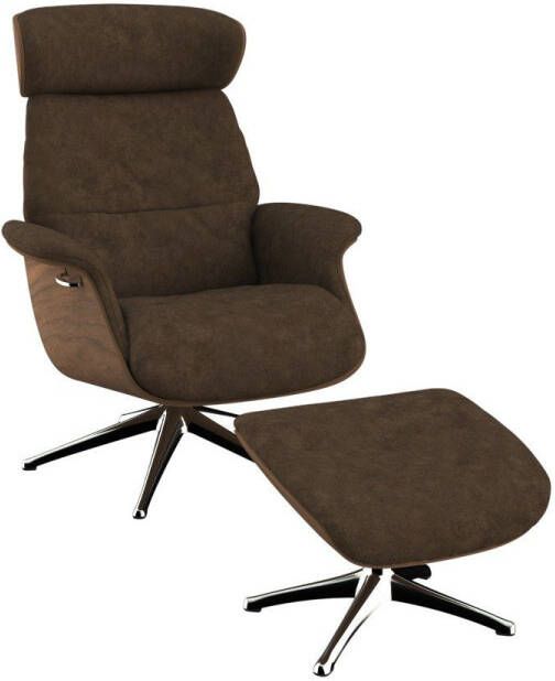 FLEXLUX Relaxfauteuil Relaxchairs Volden Rugleuning & hoofdsteun verstelbaar draaibaar armleuningen Walnoot aluminium voet M - Foto 5