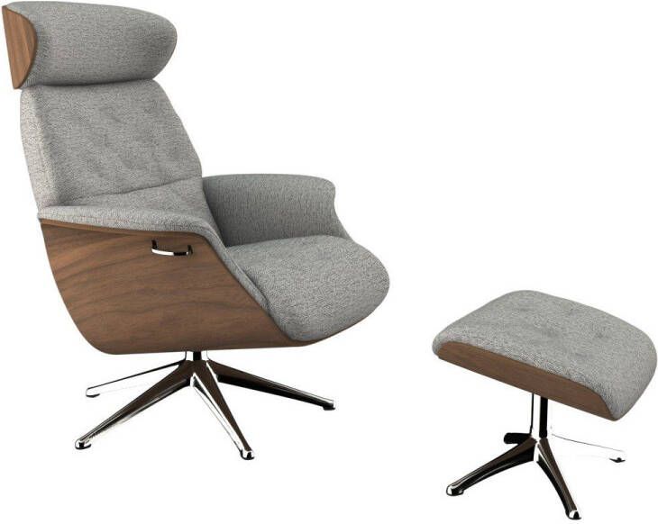 FLEXLUX Relaxfauteuil Relaxchairs Volden Rugleuning & hoofdsteun verstelbaar draaibaar armleuningen Walnoot aluminium voet M - Foto 3