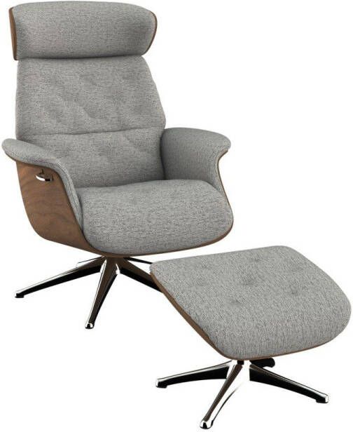 FLEXLUX Relaxfauteuil Relaxchairs Volden Rugleuning & hoofdsteun verstelbaar draaibaar armleuningen Walnoot aluminium voet M - Foto 5