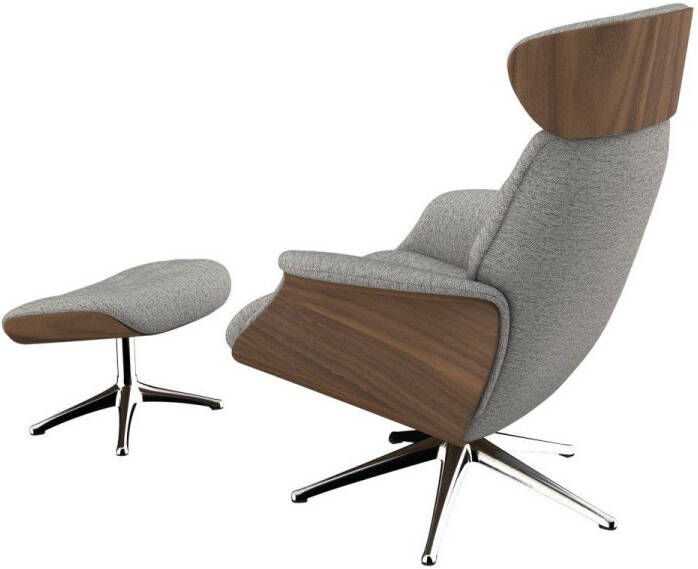 FLEXLUX Relaxfauteuil Relaxchairs Volden Rugleuning & hoofdsteun verstelbaar draaibaar armleuningen Walnoot aluminium voet M - Foto 4