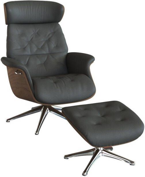 FLEXLUX Relaxfauteuil Relaxchairs Volden Rugleuning & hoofdsteun verstelbaar draaibaar armleuningen Walnoot aluminium voet M - Foto 5