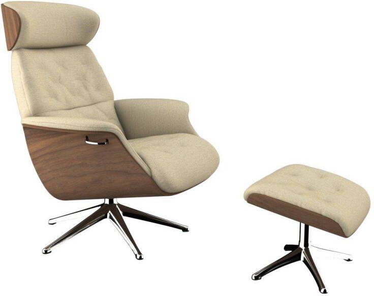 FLEXLUX Relaxfauteuil Relaxchairs Volden Rugleuning & hoofdsteun verstelbaar draaibaar armleuningen Walnoot aluminium voet M - Foto 4