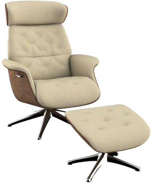 FLEXLUX Relaxfauteuil Relaxchairs Volden Rugleuning & hoofdsteun verstelbaar draaibaar armleuningen Walnoot aluminium voet M - Foto 7