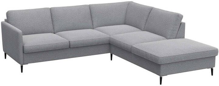 FLEXLUX Hoekbank Fiore L-vorm smalle armleuningen aluminium zwarte poten bxd 234x225 cm koudschuim in de zitting - Foto 3