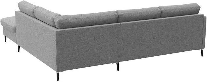 FLEXLUX Hoekbank Fiore L-vorm smalle armleuningen aluminium zwarte poten bxd 234x225 cm koudschuim in de zitting - Foto 4