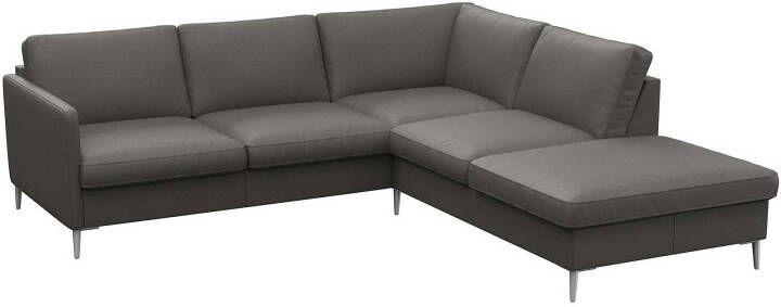 FLEXLUX Hoekbank Fiore L-vorm smalle armleuningen aluminiumkleurige voeten b d 234 225 cm koudschuim in de zitplaats - Foto 5