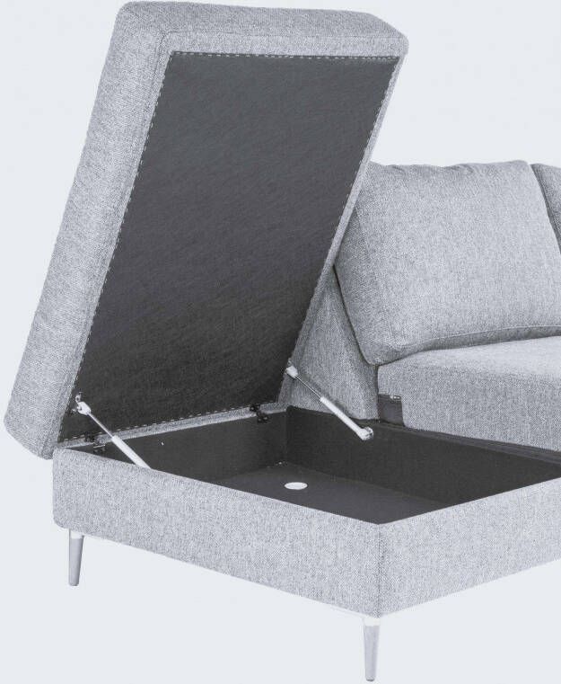 FLEXLUX Hoekbank Fiore L-vorm smalle armleuningen aluminiumkleurige voeten b d 234 225 cm koudschuim in de zitplaats - Foto 1