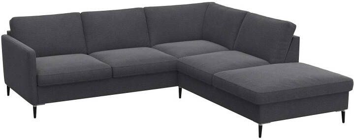 FLEXLUX Hoekbank Fiore L-vorm smalle armleuningen aluminium zwarte poten bxd 234x225 cm koudschuim in de zitting - Foto 3
