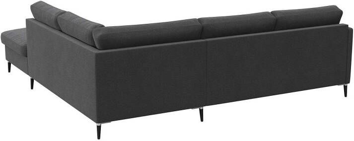 FLEXLUX Hoekbank Fiore L-vorm smalle armleuningen aluminium zwarte poten bxd 234x225 cm koudschuim in de zitting - Foto 4