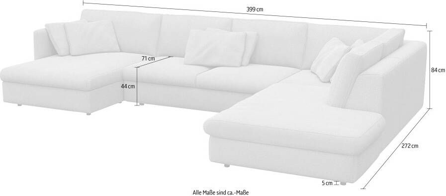 FLEXLUX Zithoek Lovane U-vorm comfortabel en comfortabel Zacht en zeer comfortabel grote zitdiepte op koudschuim inclusief sierkussen - Foto 4