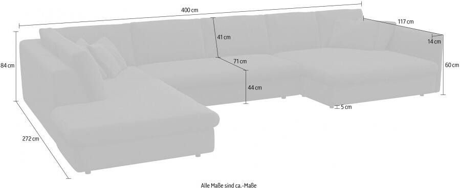 FLEXLUX Zithoek Lovane U-vorm comfortabel en comfortabel Zacht en zeer comfortabel grote zitdiepte op koudschuim inclusief sierkussen - Foto 4