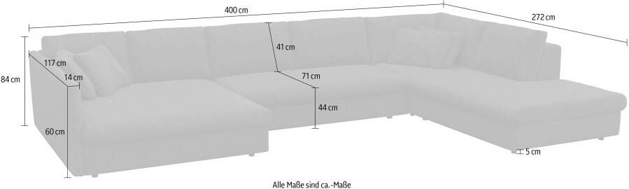 FLEXLUX Zithoek Lovane U-vorm comfortabel en comfortabel Zacht en zeer comfortabel grote zitdiepte op koudschuim inclusief sierkussen - Foto 6