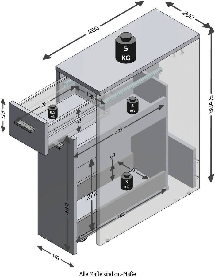 FMD Ladekast met 2 lades 20x45x61 cm wit - Foto 4