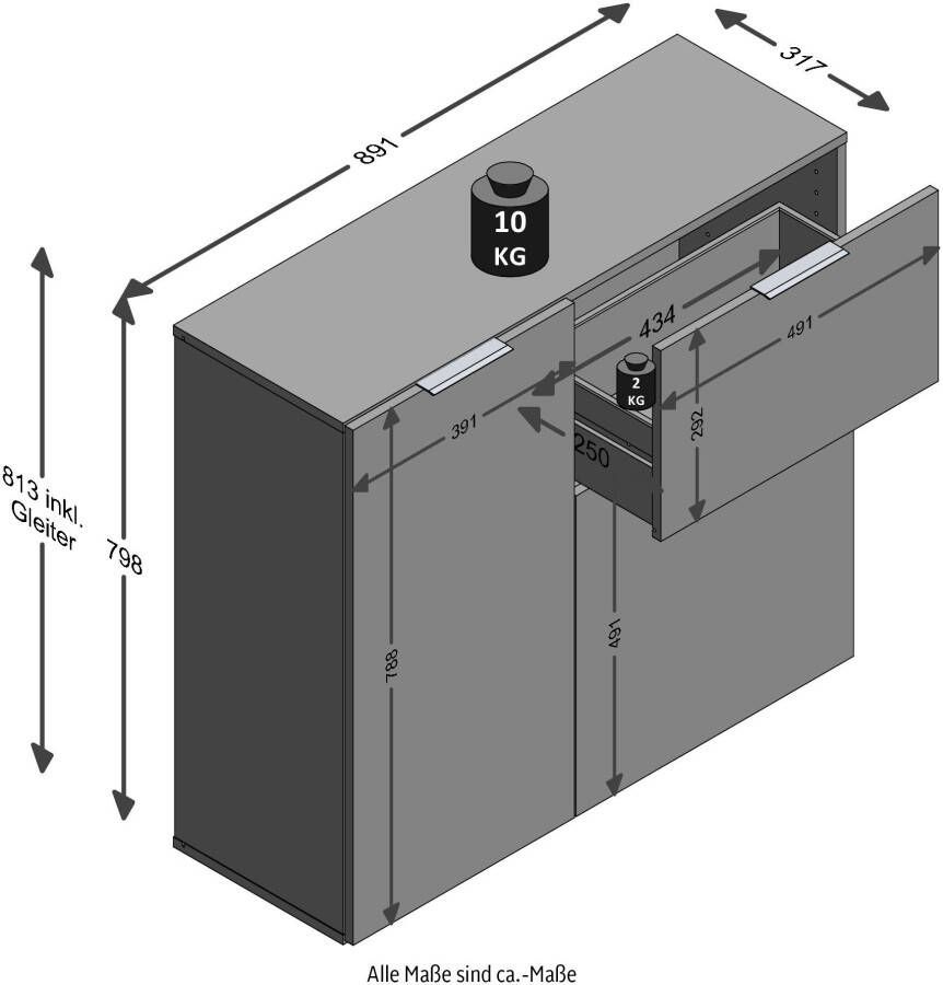FMD Kast met lade en deuren 89 1x31 7x81 3 cm zwart - Foto 3