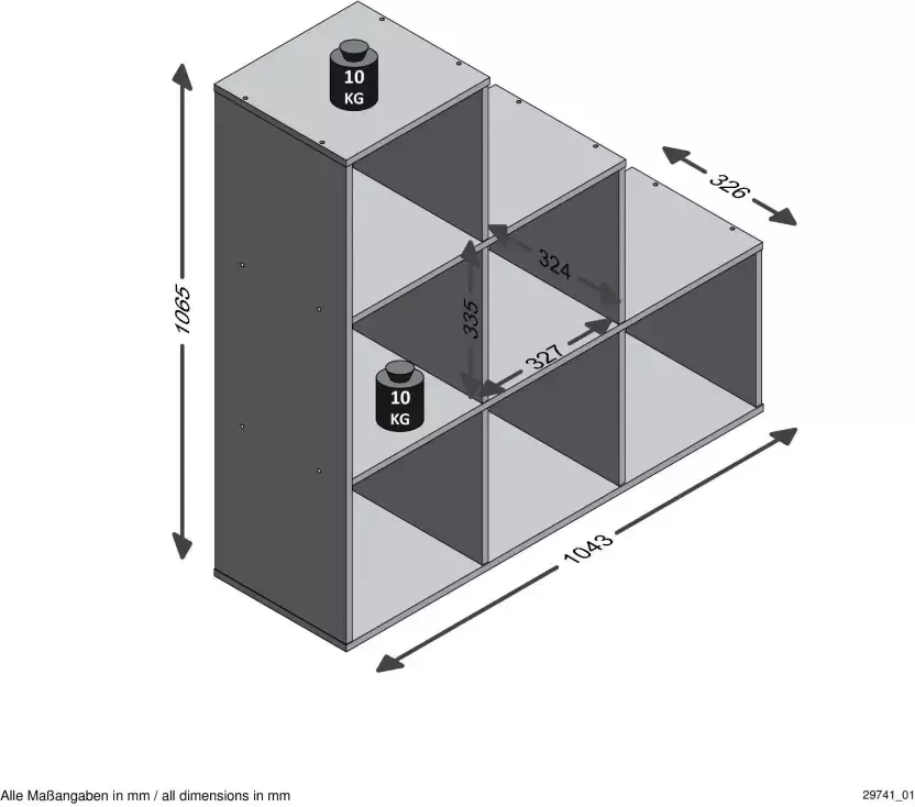 FMD -Kamerverdeler-met-6-vakken-104 3x32 6x106 5-cm-zandeikenkleurig - Foto 3