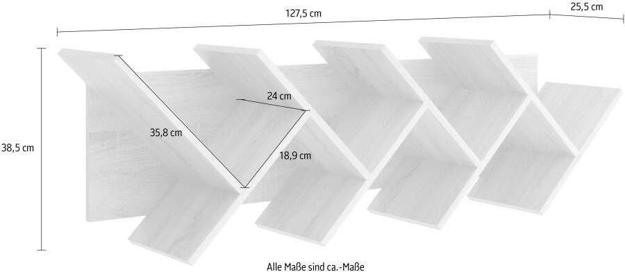 FMD Boekenplank zwevend geometrisch eikenkleurig en zwart - Foto 3