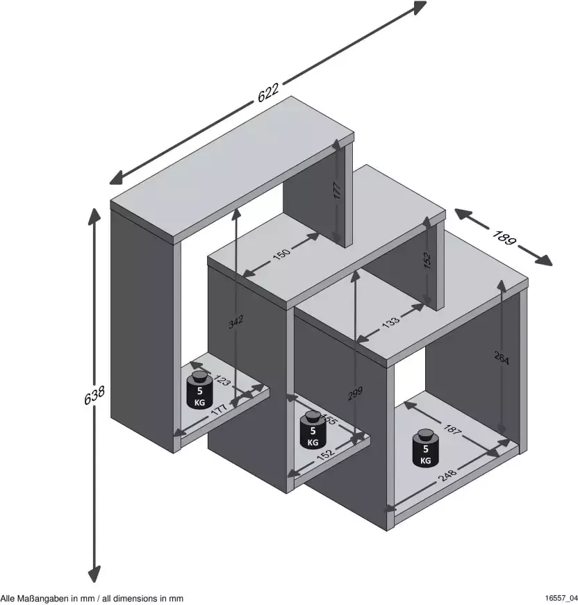 Étagère Murale avec 3 Compartiments L64 cm Fibi - Foto 6