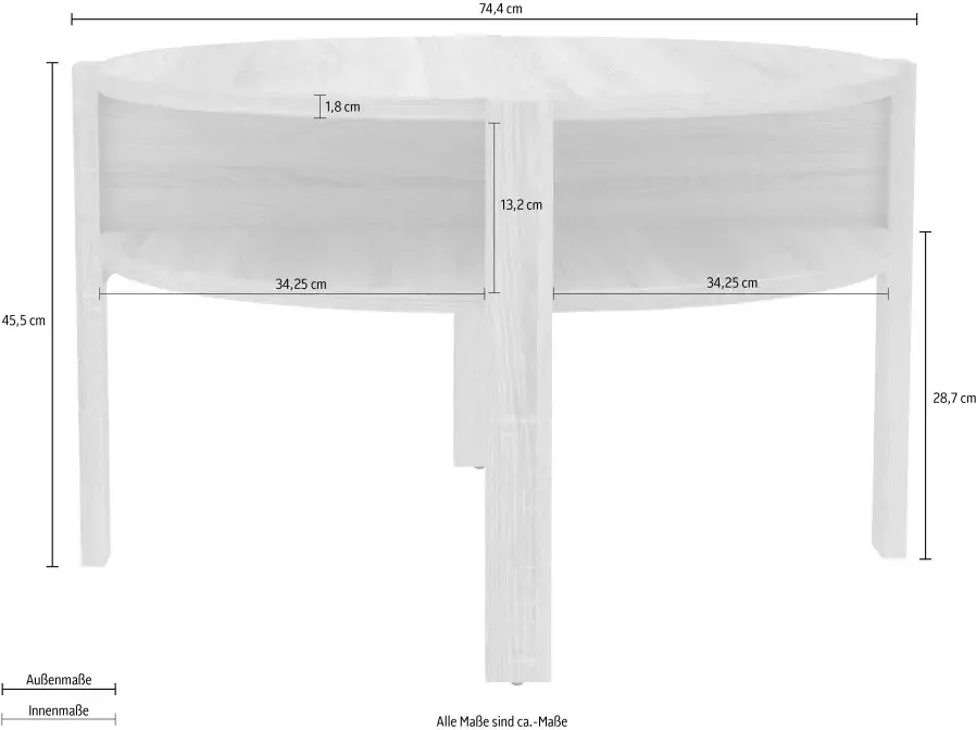 FORTE Bijzettafel Diameter ca. 74 5 cm - Foto 3
