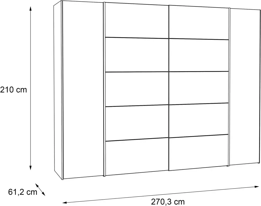 Merkloos NARAGO kledingkast Sonoma eiken en mat wit decor 2 schuifdeuren + 2 draaideuren L270 x D61 x H210 cm - Foto 5