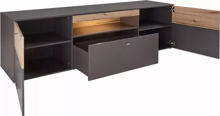 FORTE Tv-meubel Como TV-board LED-verlichting soft close opbergruimte 209 8 59 3 52 cm - Foto 9